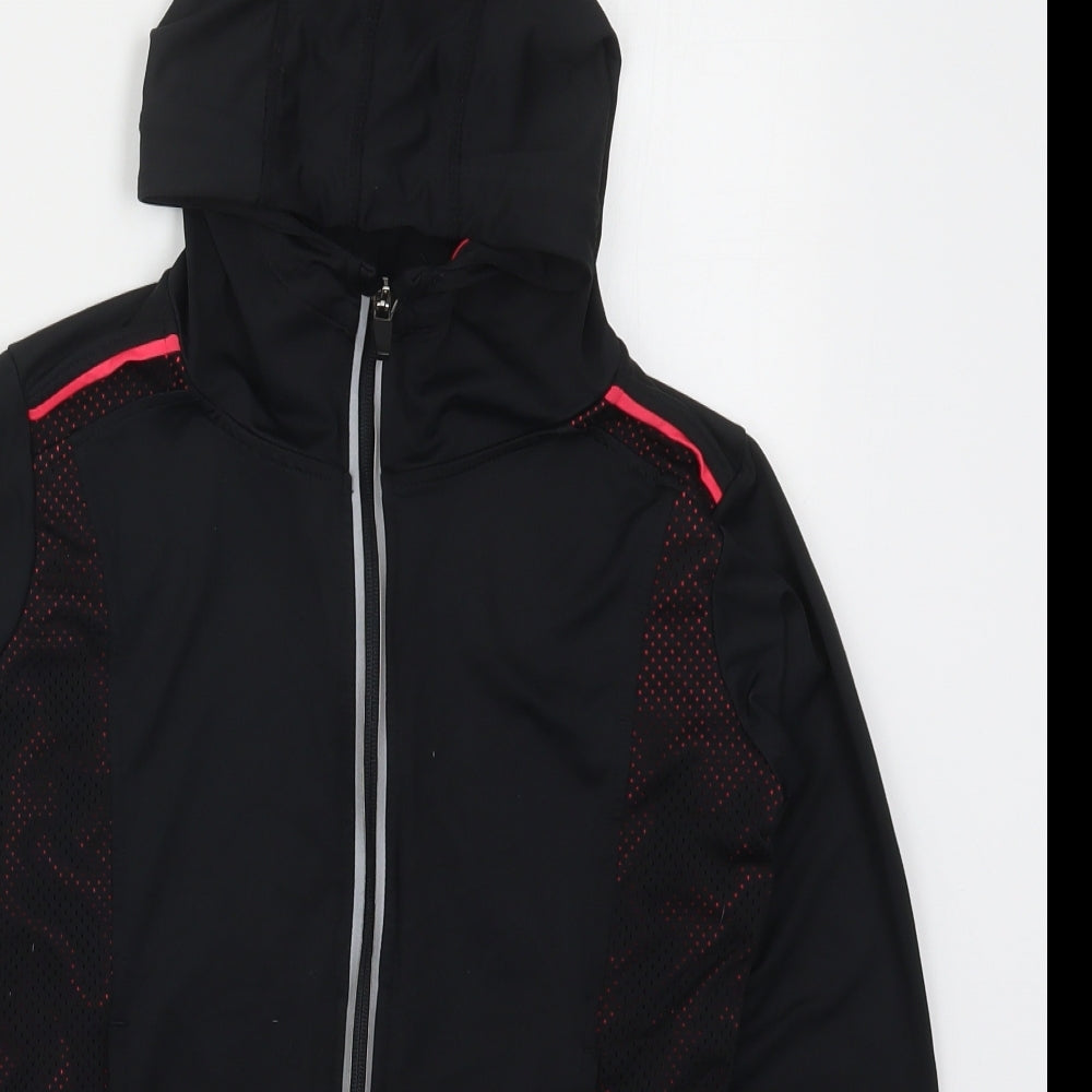 Young Dimension Girls Black  Polyester Full Zip Hoodie Size 10-11 Years  Zip