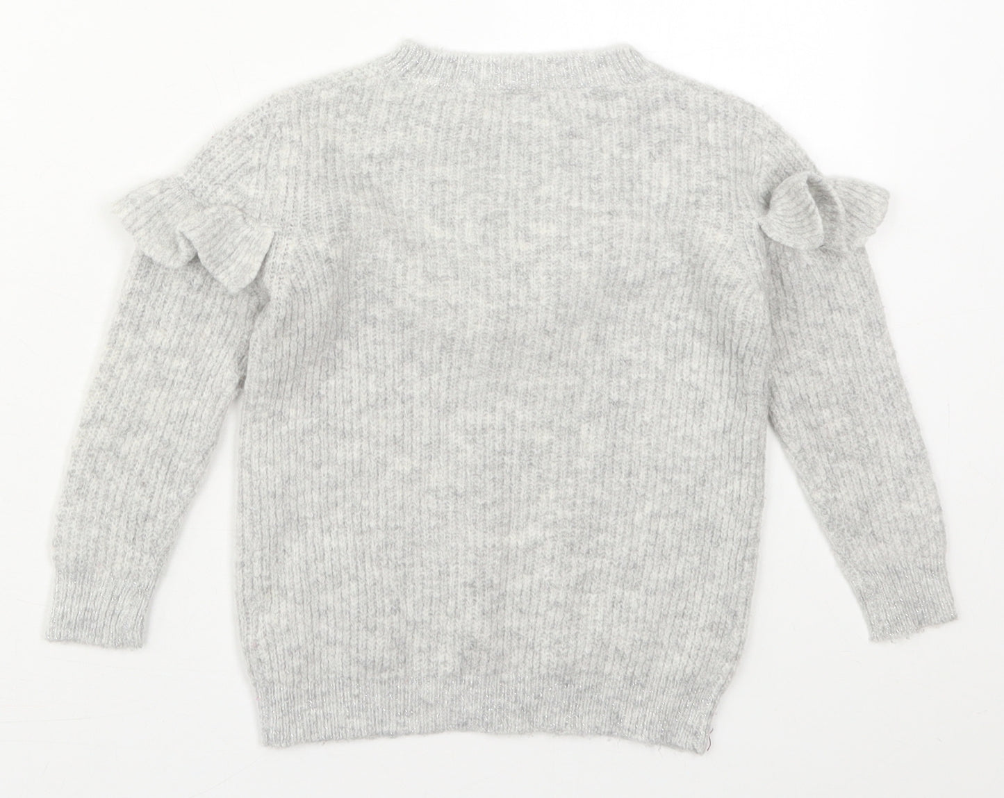 TU Girls Grey Crew Neck  Acrylic Pullover Jumper Size 4 Years  Pullover