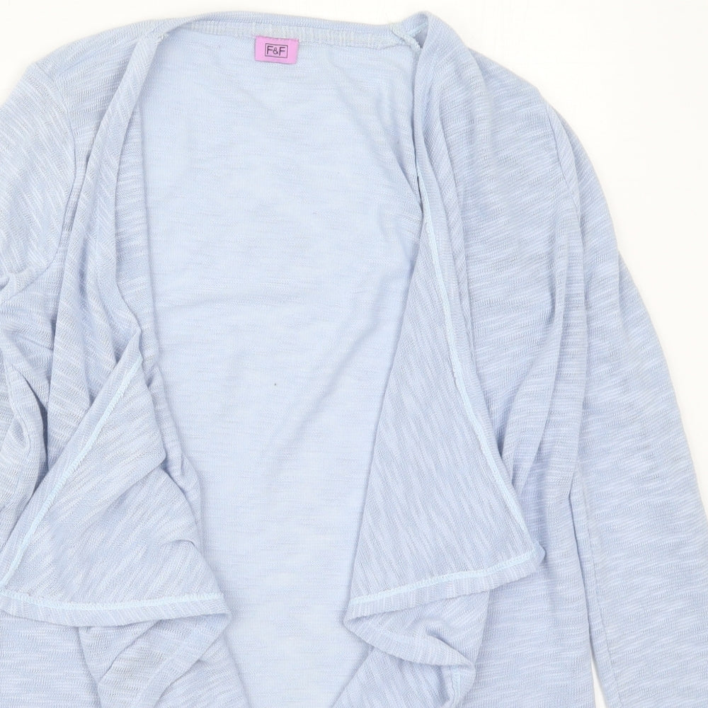 F&F Girls Blue V-Neck  Polyester Cardigan Jumper Size 12-13 Years