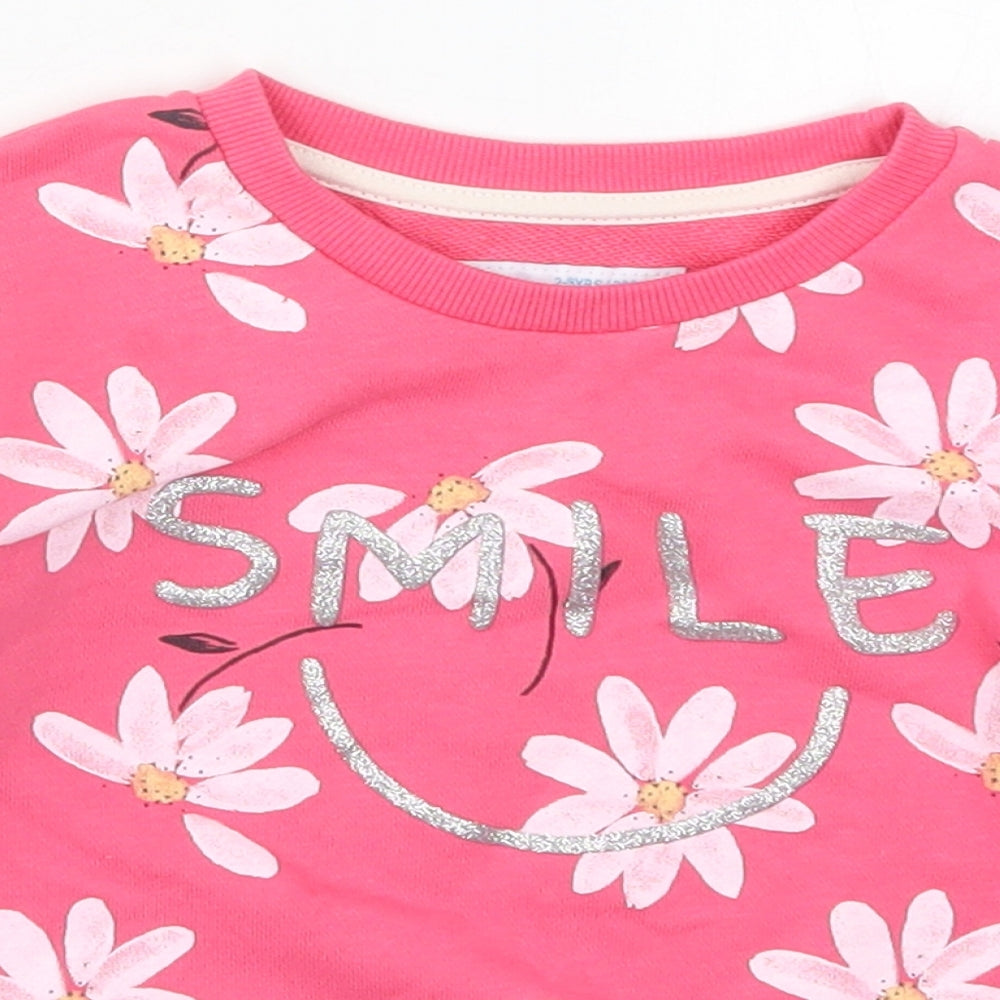 Primark Girls Pink Floral Cotton Pullover Sweatshirt Size 2-3 Years  Pullover - Smile