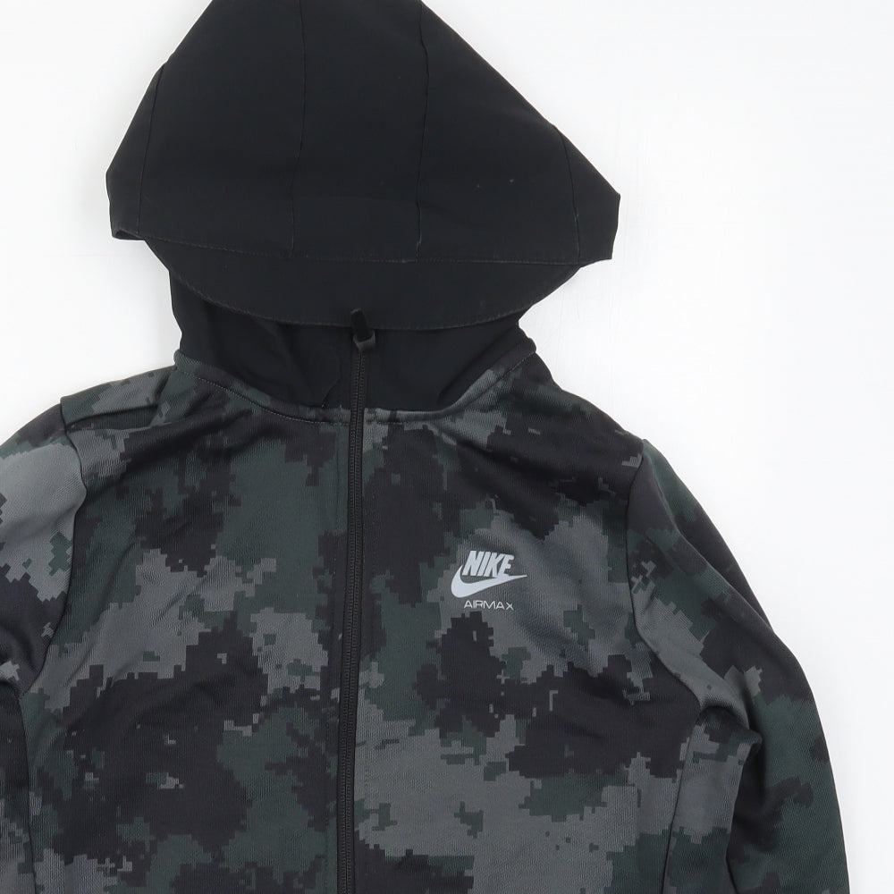 Nike Boys Green Geometric Polyester Full Zip Hoodie Size 13-14 Years  Zip