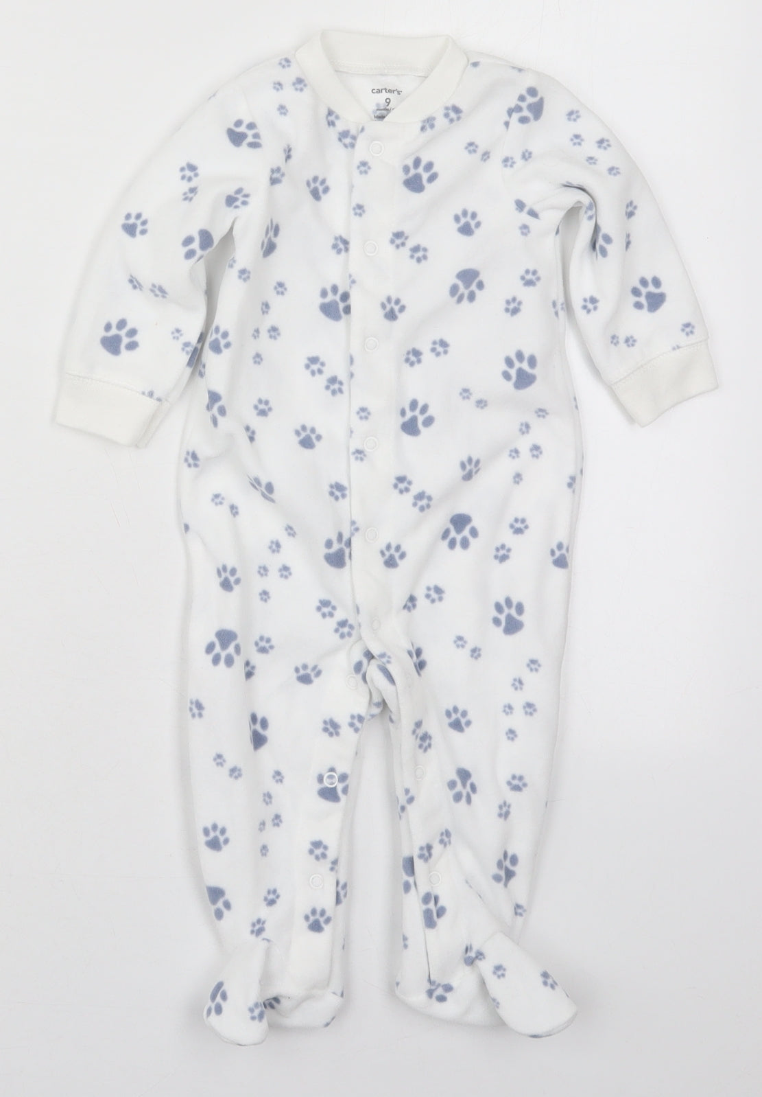 Carters Baby White Solid Polyester Cami One Piece Size 6-9 Months  Button - Paw Prints