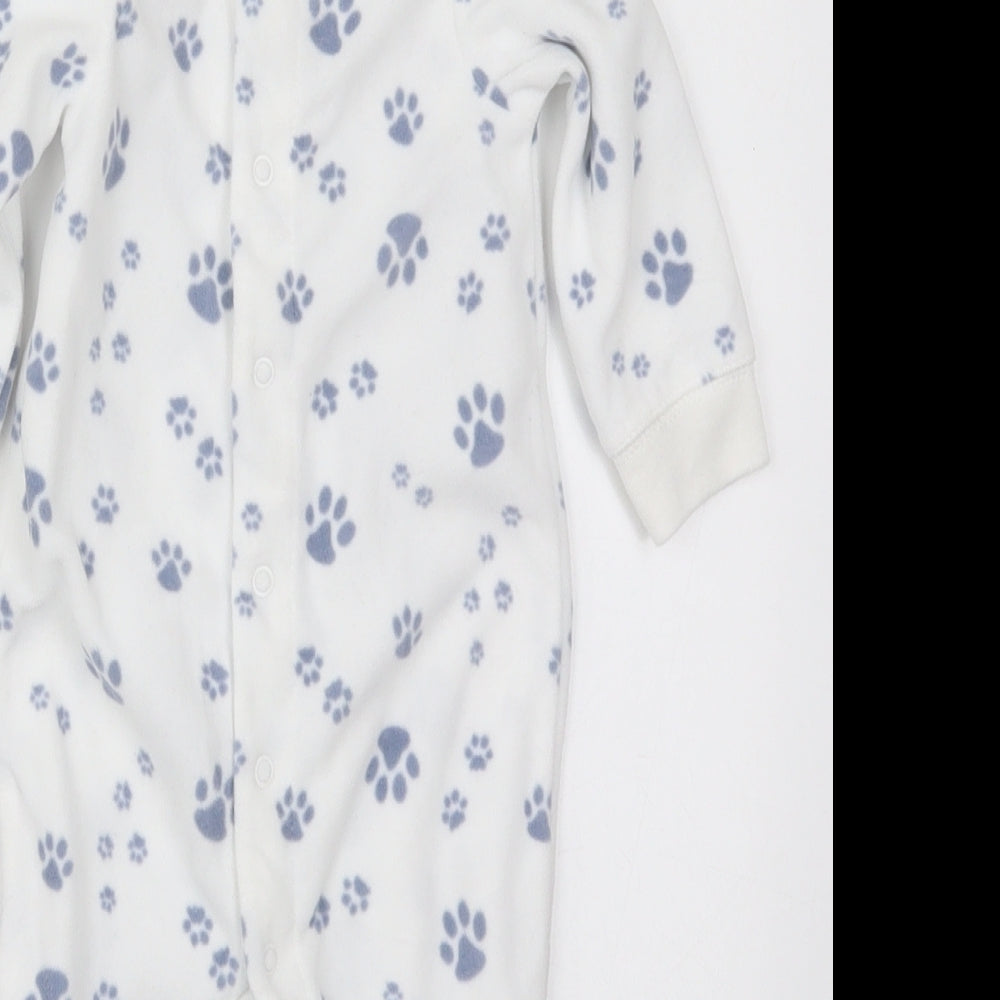 Carters Baby White Solid Polyester Cami One Piece Size 6-9 Months  Button - Paw Prints