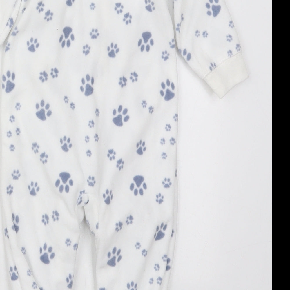 Carters Baby White Solid Polyester Cami One Piece Size 6-9 Months  Button - Paw Prints