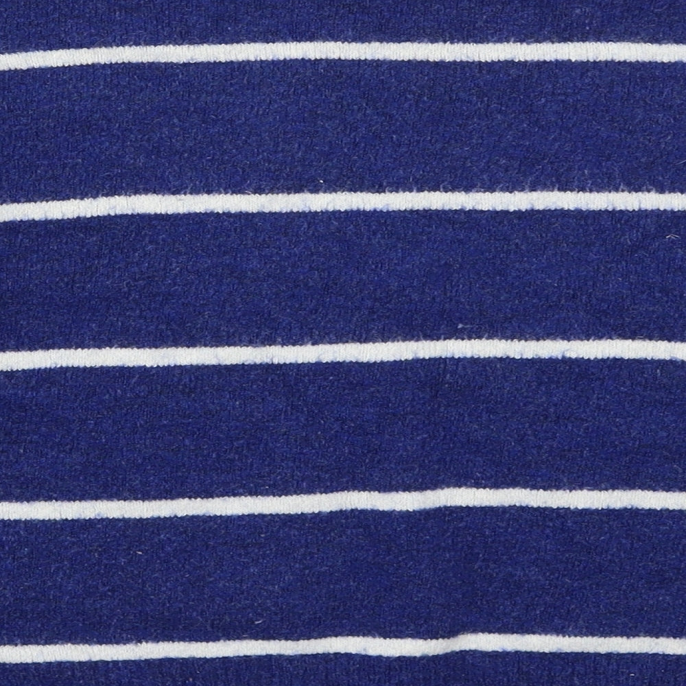 H&M Womens Blue Crew Neck Striped Acrylic Pullover Jumper Size L