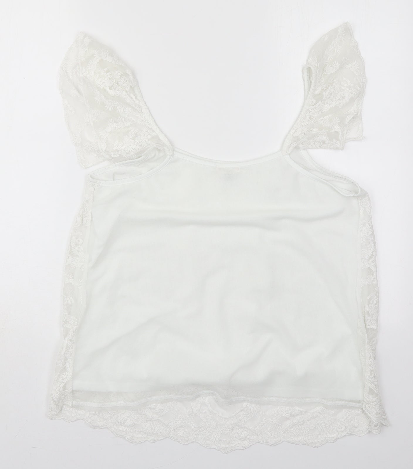 River Island Womens White  Polyester Basic Blouse Size 14 Round Neck