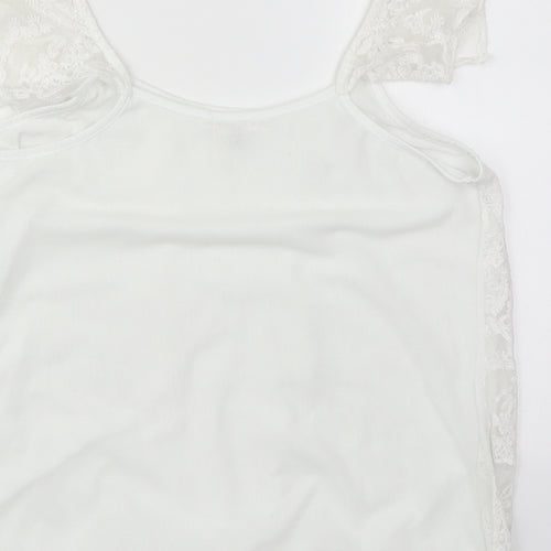 River Island Womens White  Polyester Basic Blouse Size 14 Round Neck