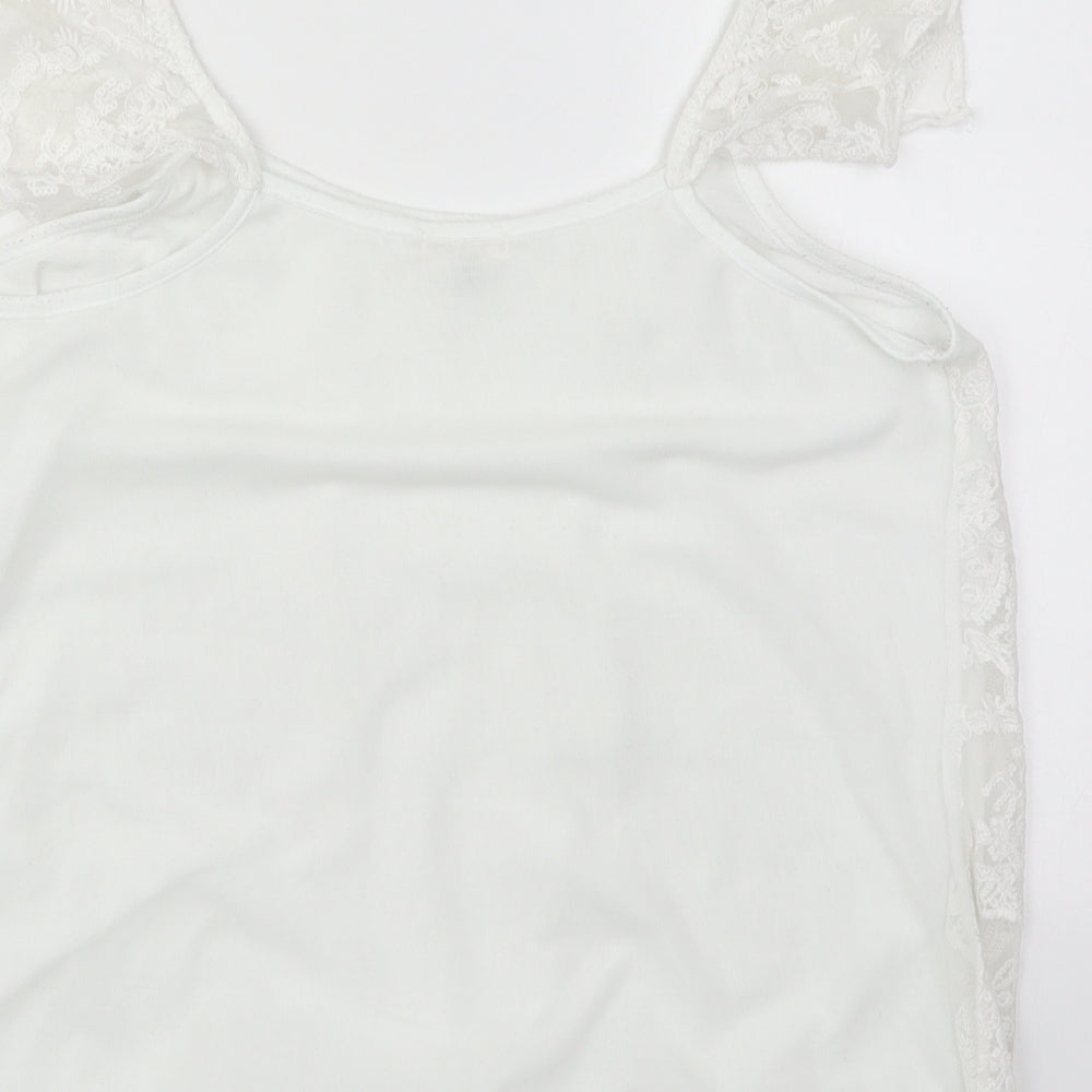 River Island Womens White  Polyester Basic Blouse Size 14 Round Neck