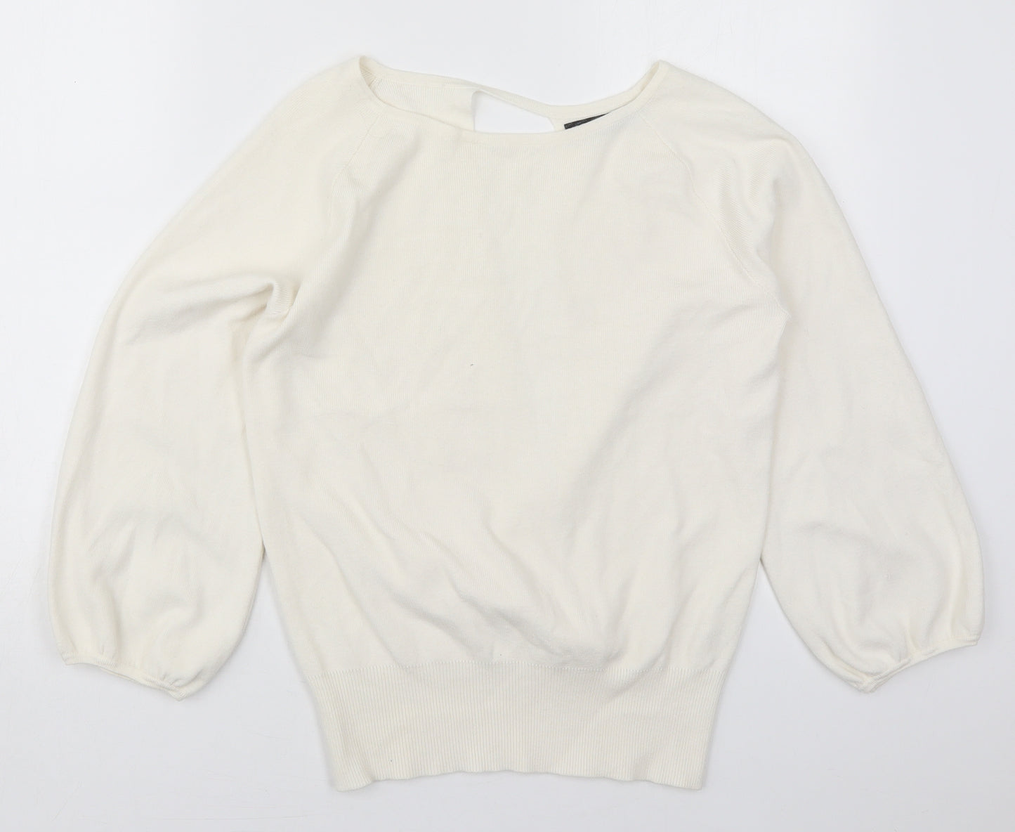 Finery Womens Ivory Boat Neck  Nylon Pullover Jumper Size S