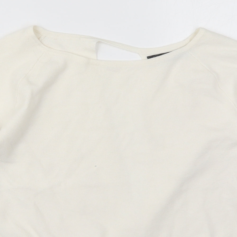 Finery Womens Ivory Boat Neck  Nylon Pullover Jumper Size S