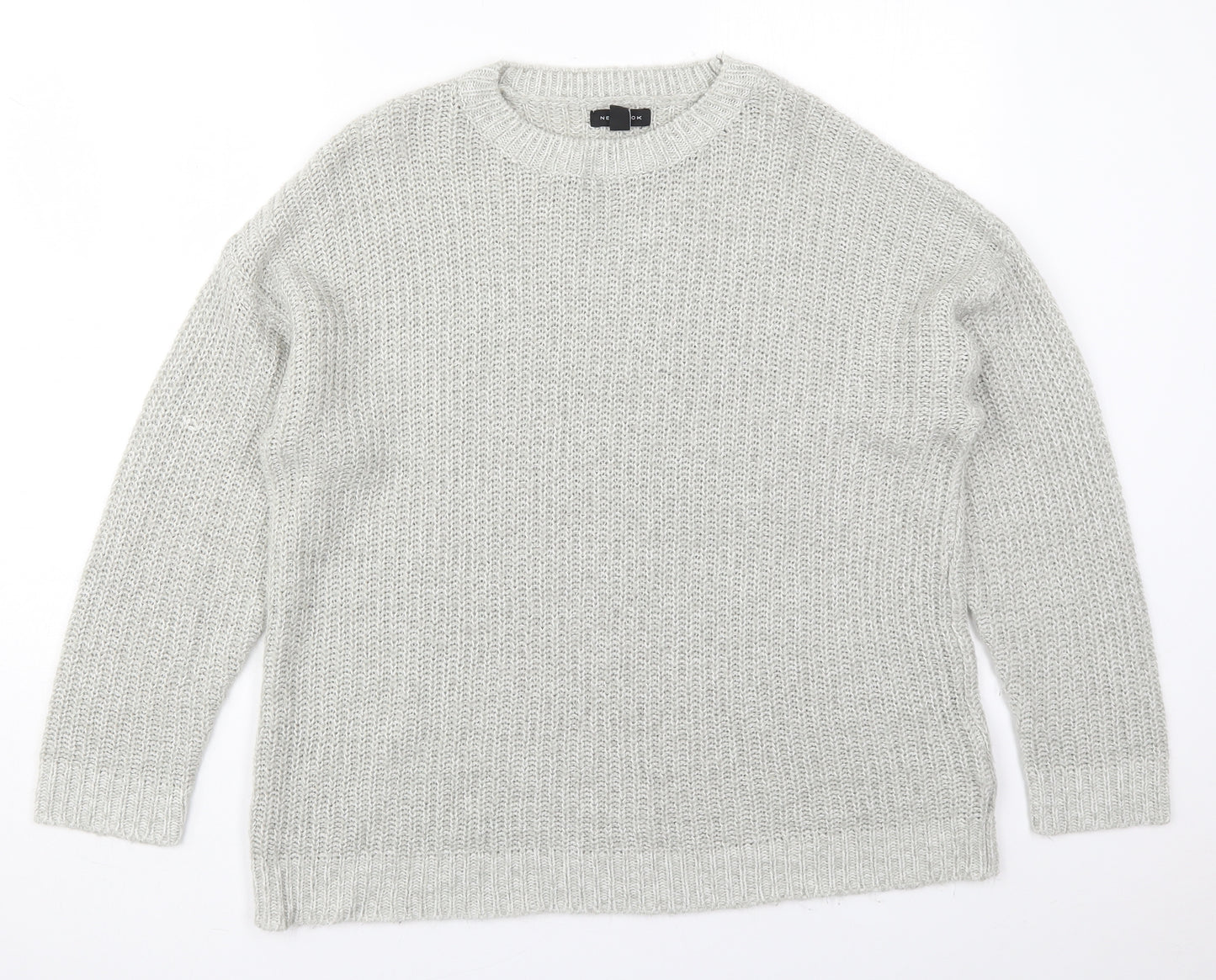 New Look Womens Grey Crew Neck  Acrylic Pullover Jumper Size M