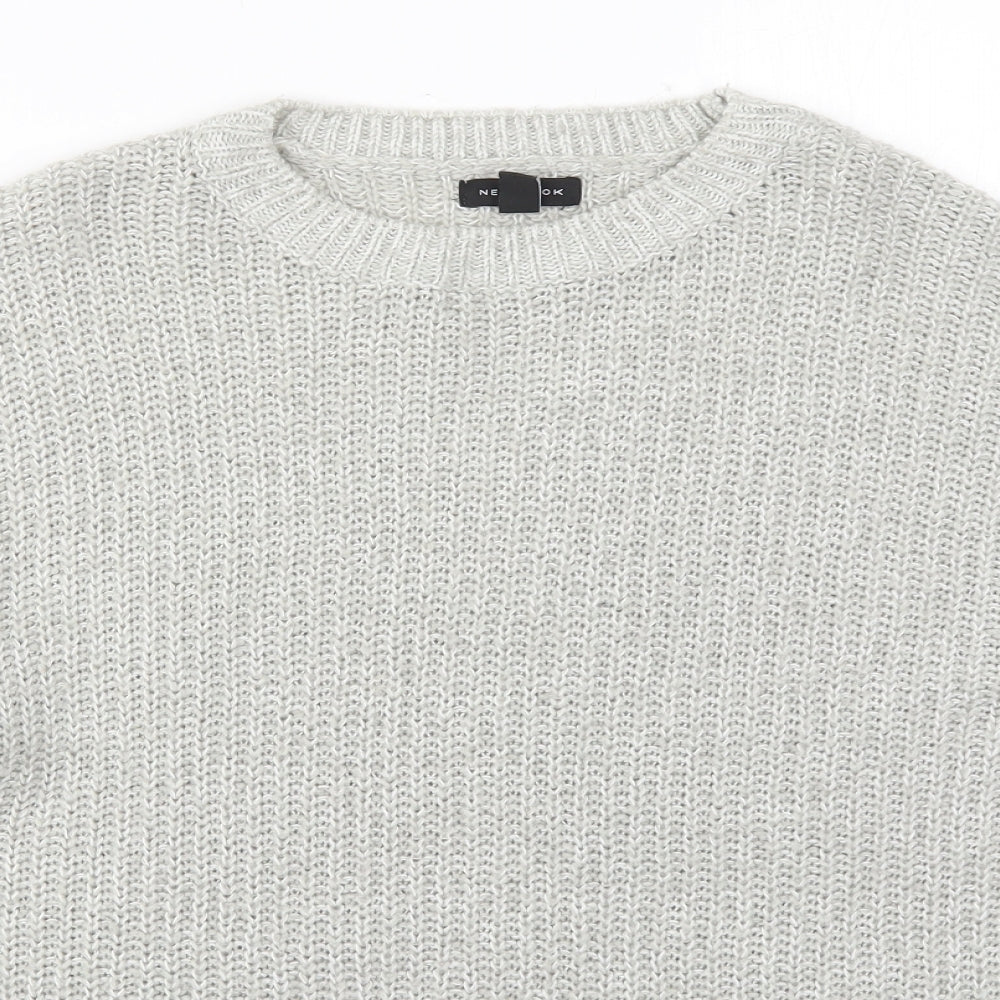 New Look Womens Grey Crew Neck  Acrylic Pullover Jumper Size M