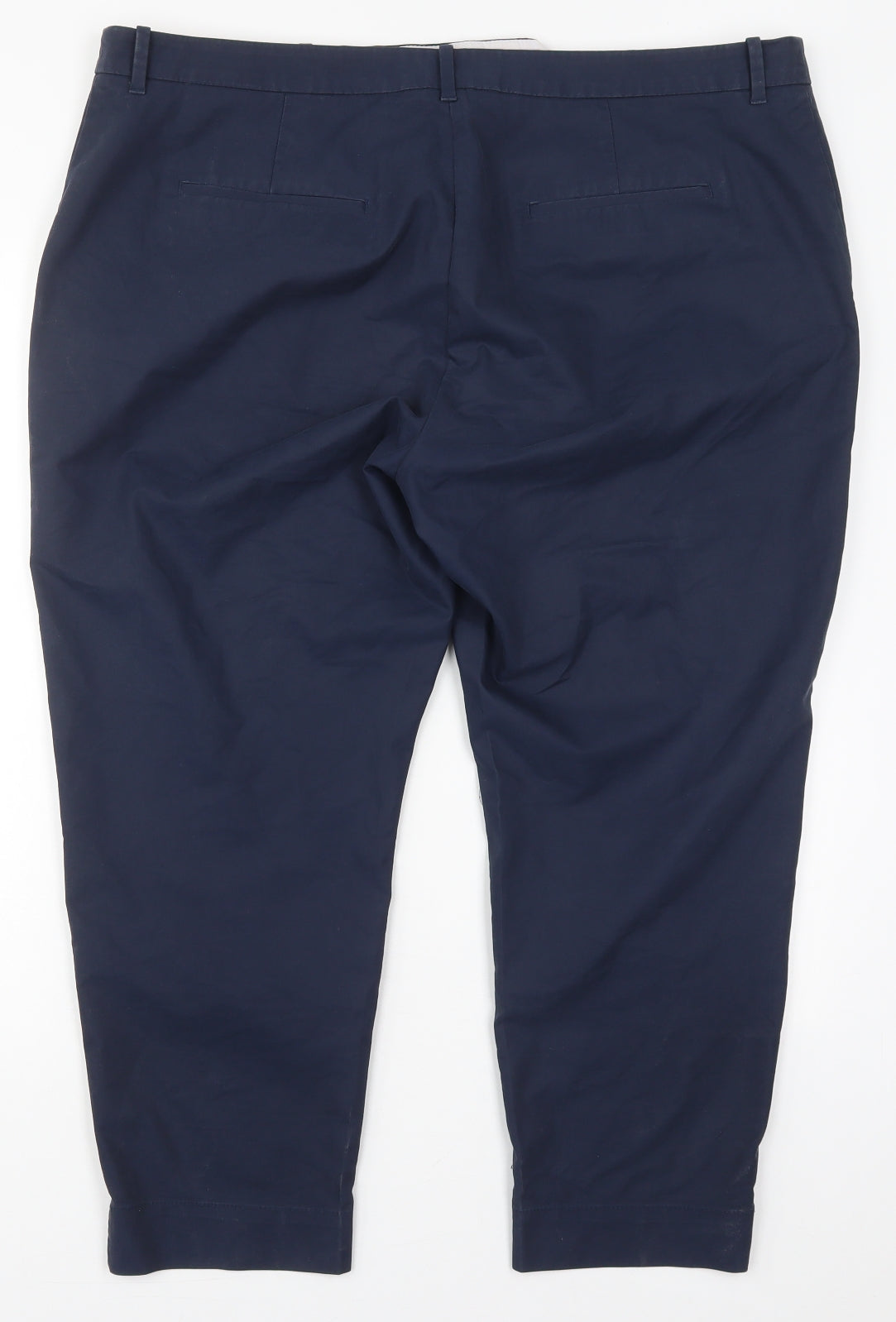Marks and Spencer Womens Blue  Cotton Trousers  Size 20 L25 in Regular Hook & Eye