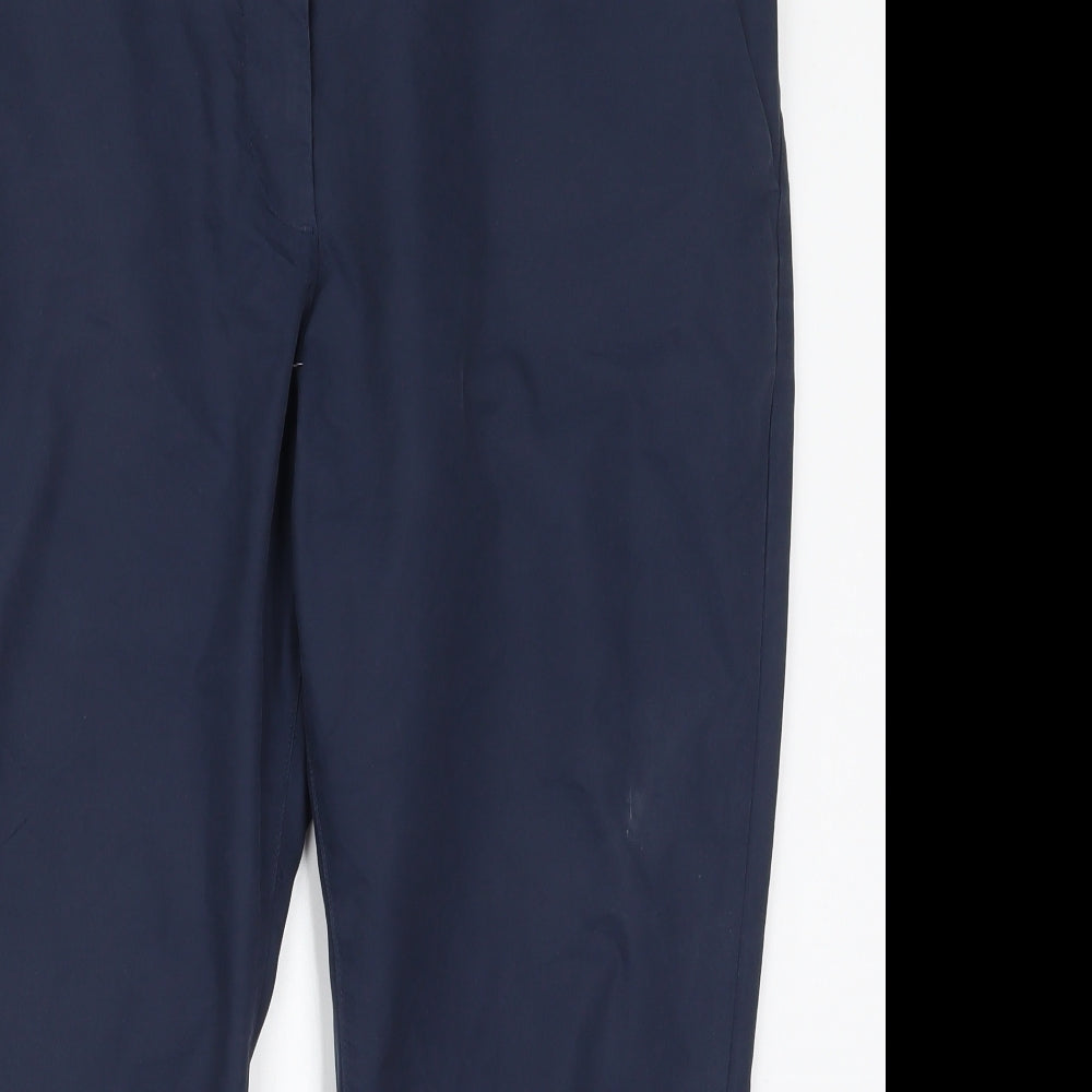 Marks and Spencer Womens Blue  Cotton Trousers  Size 20 L25 in Regular Hook & Eye