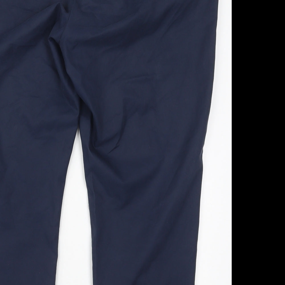 Marks and Spencer Womens Blue  Cotton Trousers  Size 20 L25 in Regular Hook & Eye