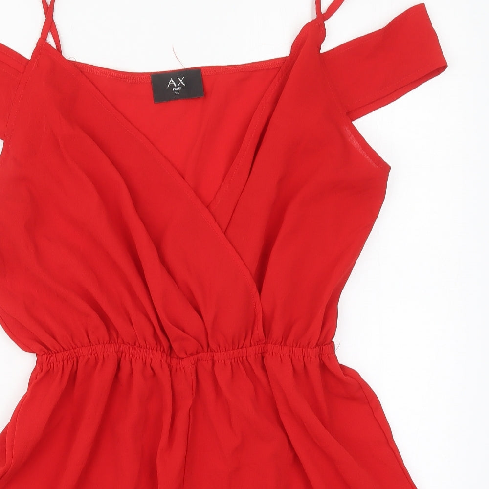 AX Paris Womens Red  Polyester Playsuit One-Piece Size 14 L3 in Pullover