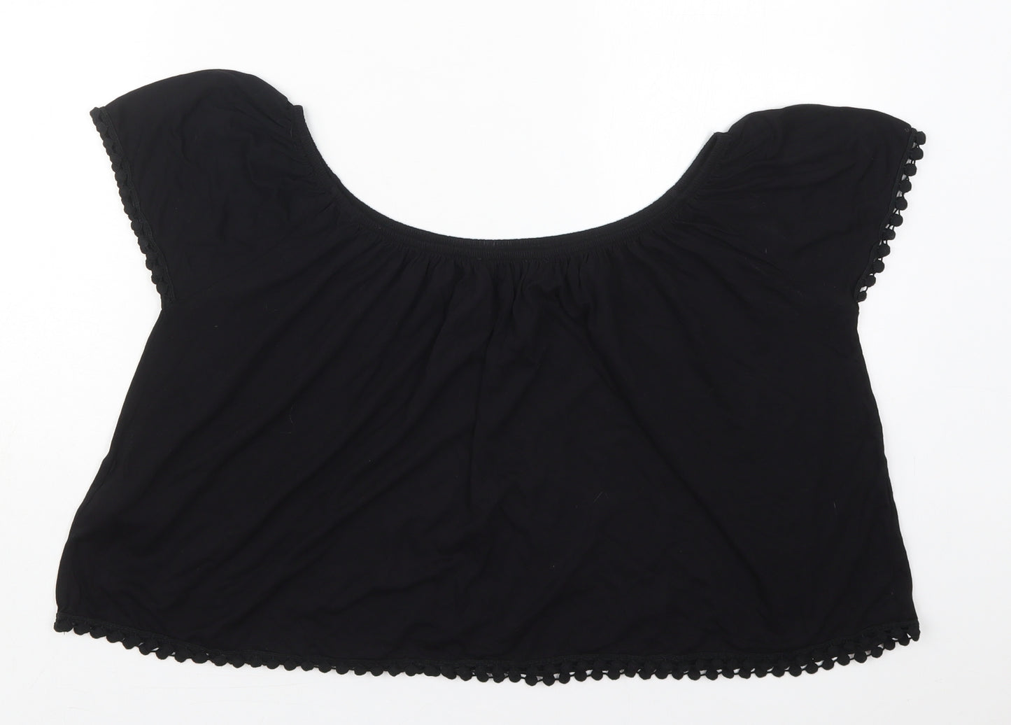 Atmosphere Womens Black  Viscose Basic T-Shirt Size 10 Boat Neck