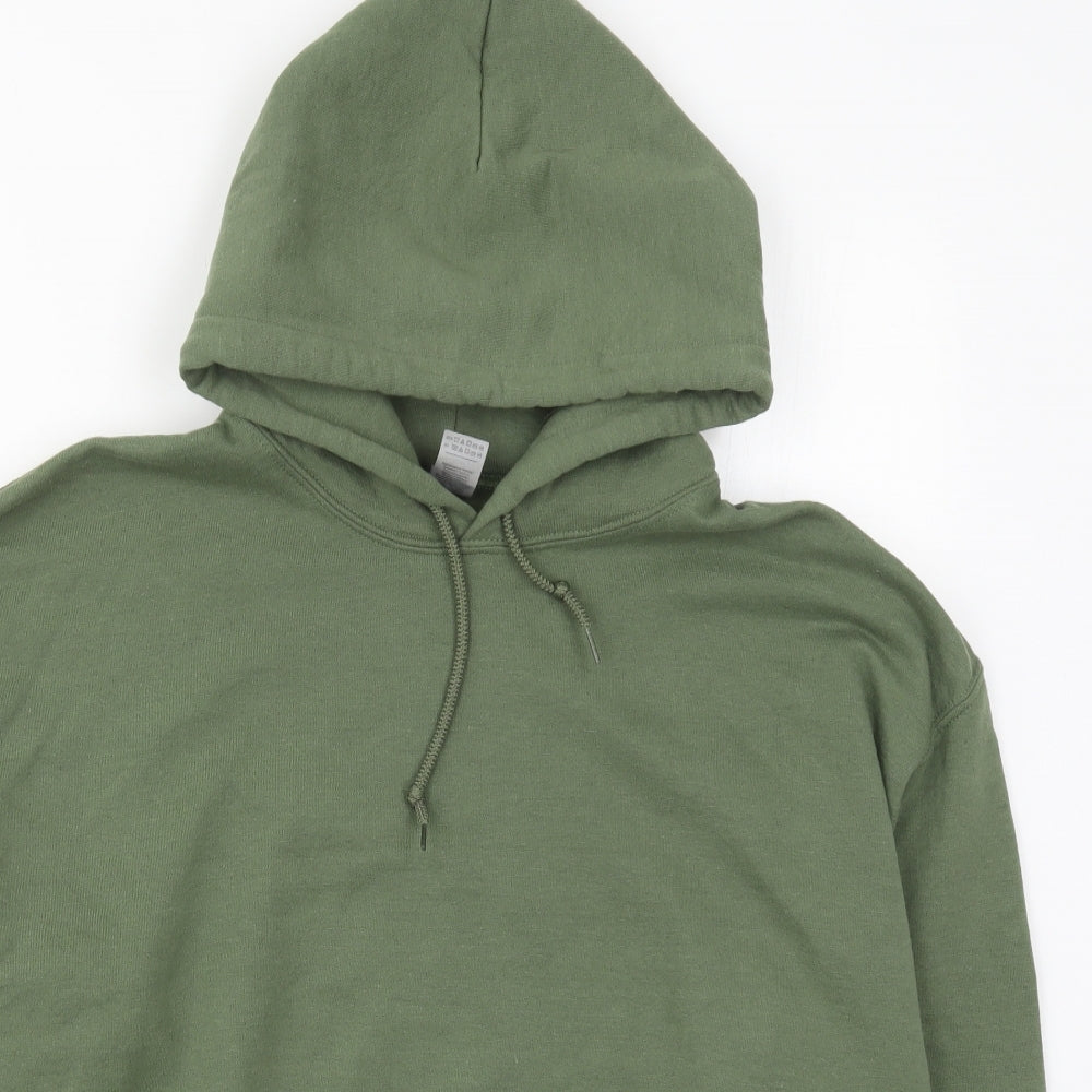 Gildan Mens Green  Cotton Pullover Hoodie Size L