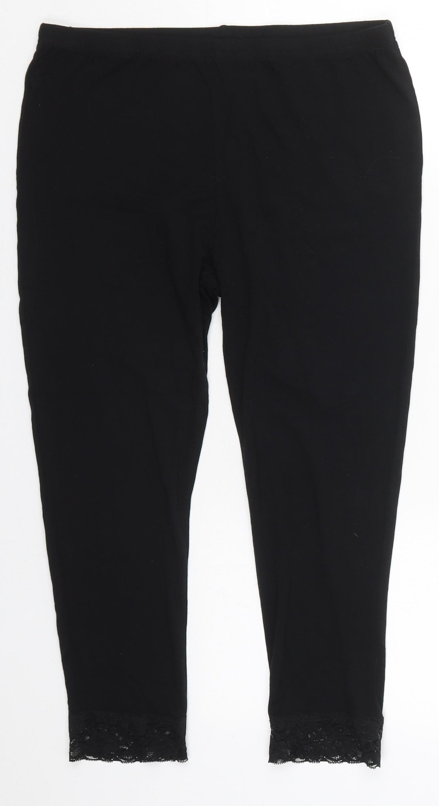 New Look Womens Black  Viscose Cropped Leggings Size 14 L20 in