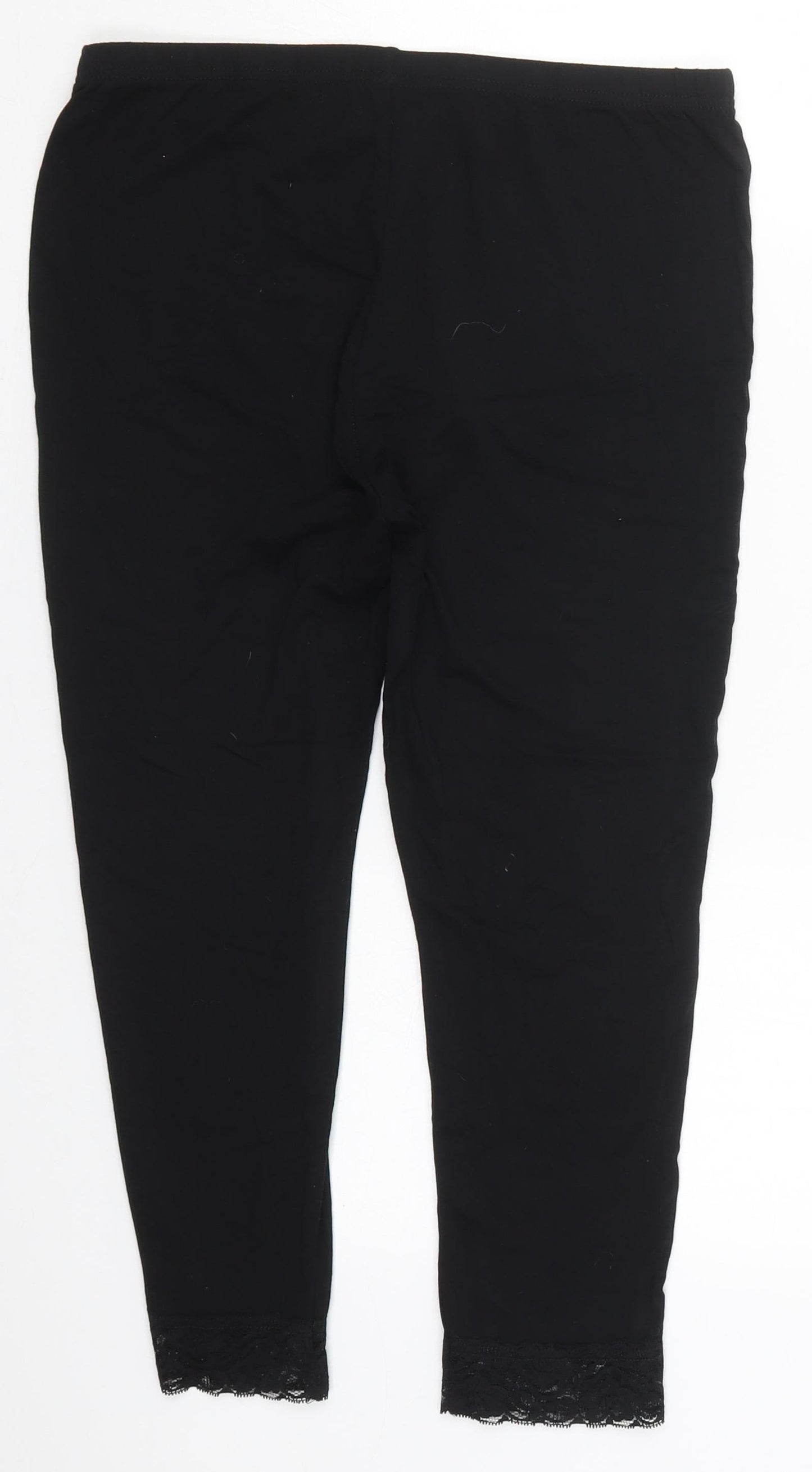 New Look Womens Black  Viscose Cropped Leggings Size 14 L20 in