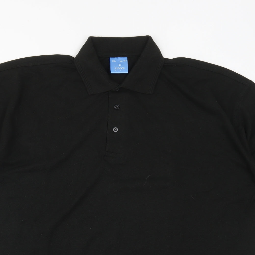 Uneek Mens Black  Cotton  Polo Size 3XL Collared Button