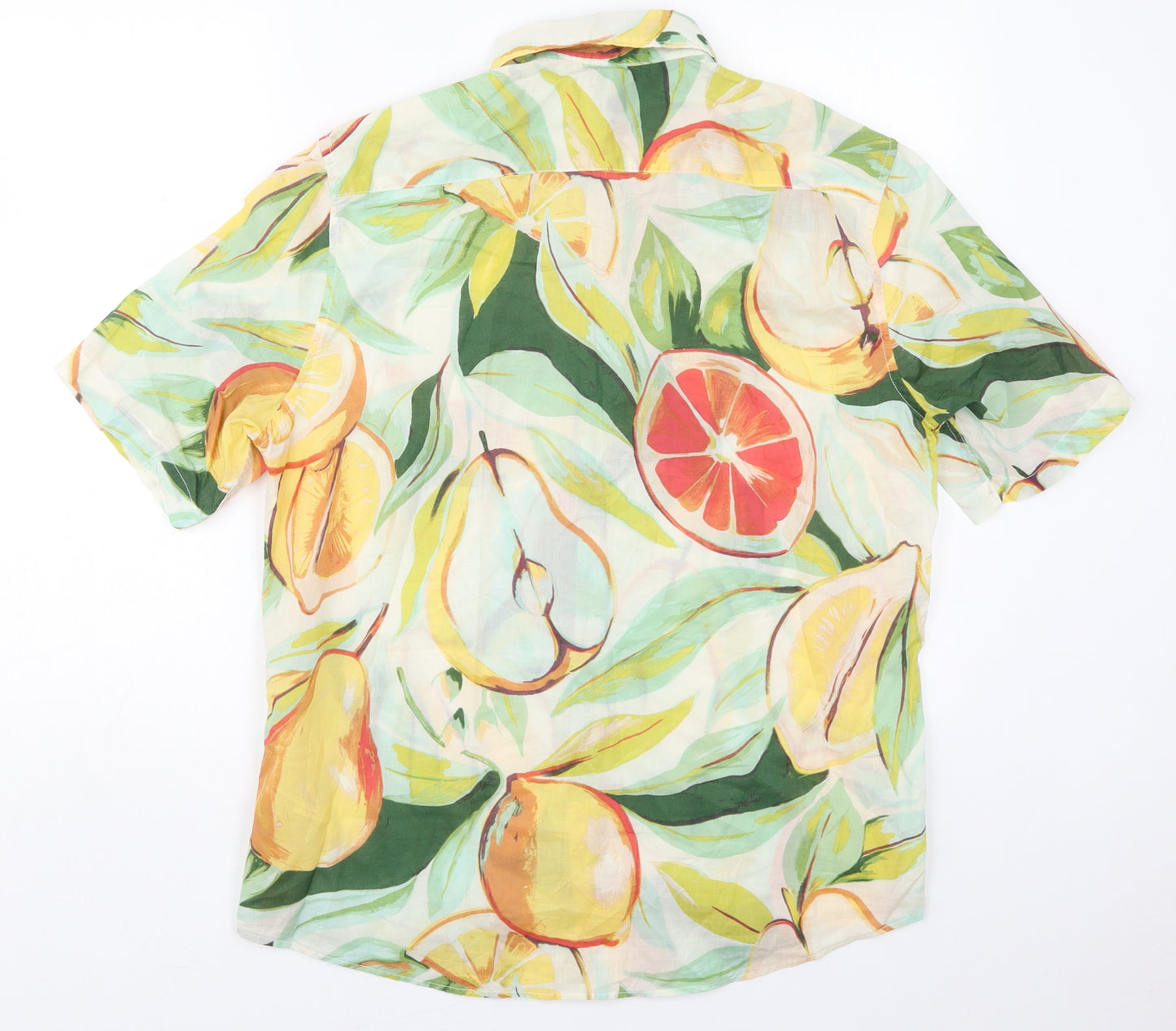 H&M Mens Green  Cotton  Button-Up Size M Collared Button - Fruit Prints