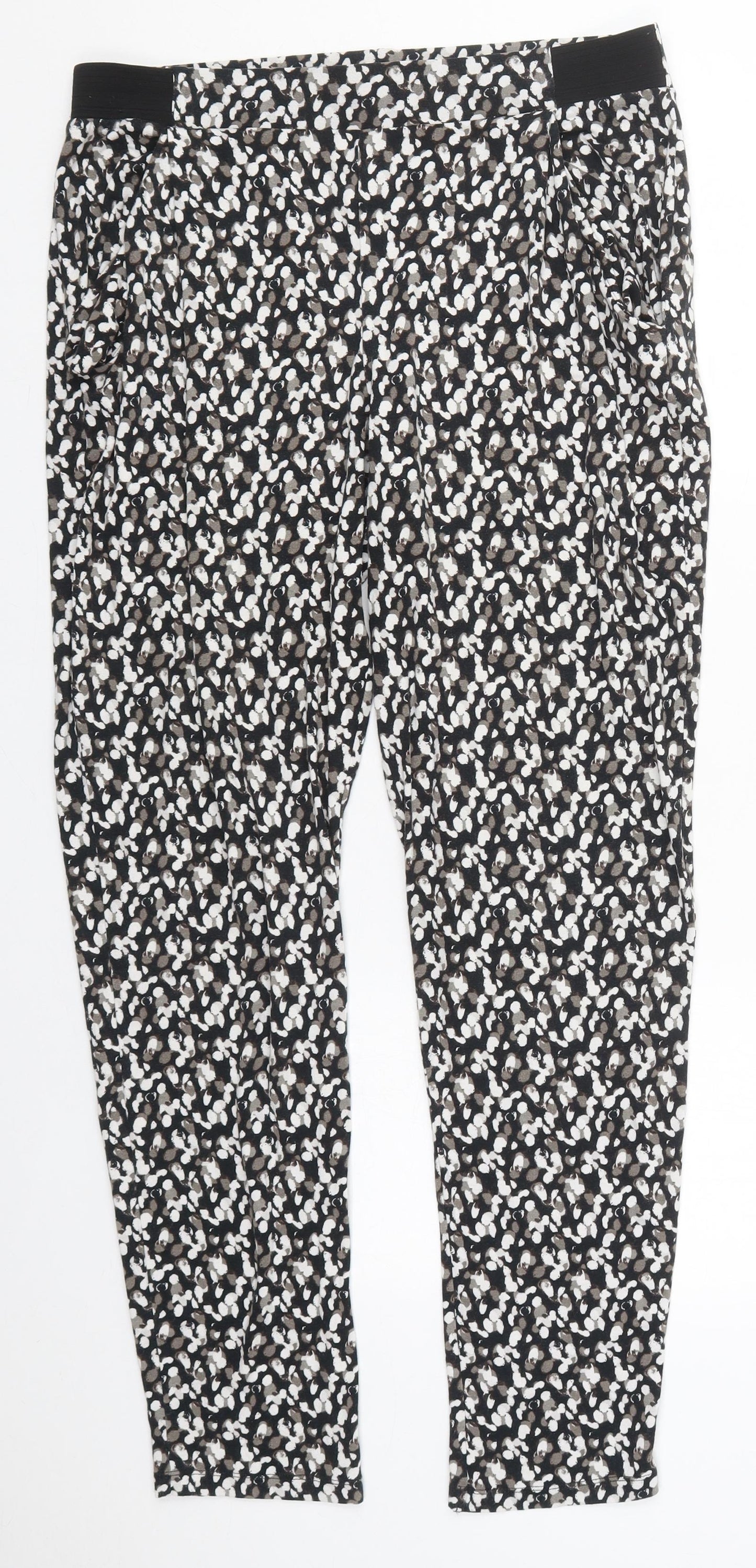 NEXT Womens Grey Geometric Viscose Trousers  Size 12 L30 in Regular  - Hareem Pants