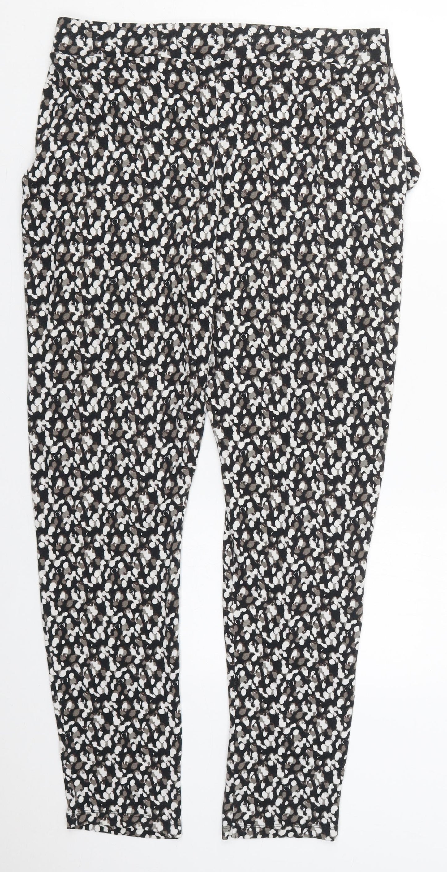 NEXT Womens Grey Geometric Viscose Trousers  Size 12 L30 in Regular  - Hareem Pants