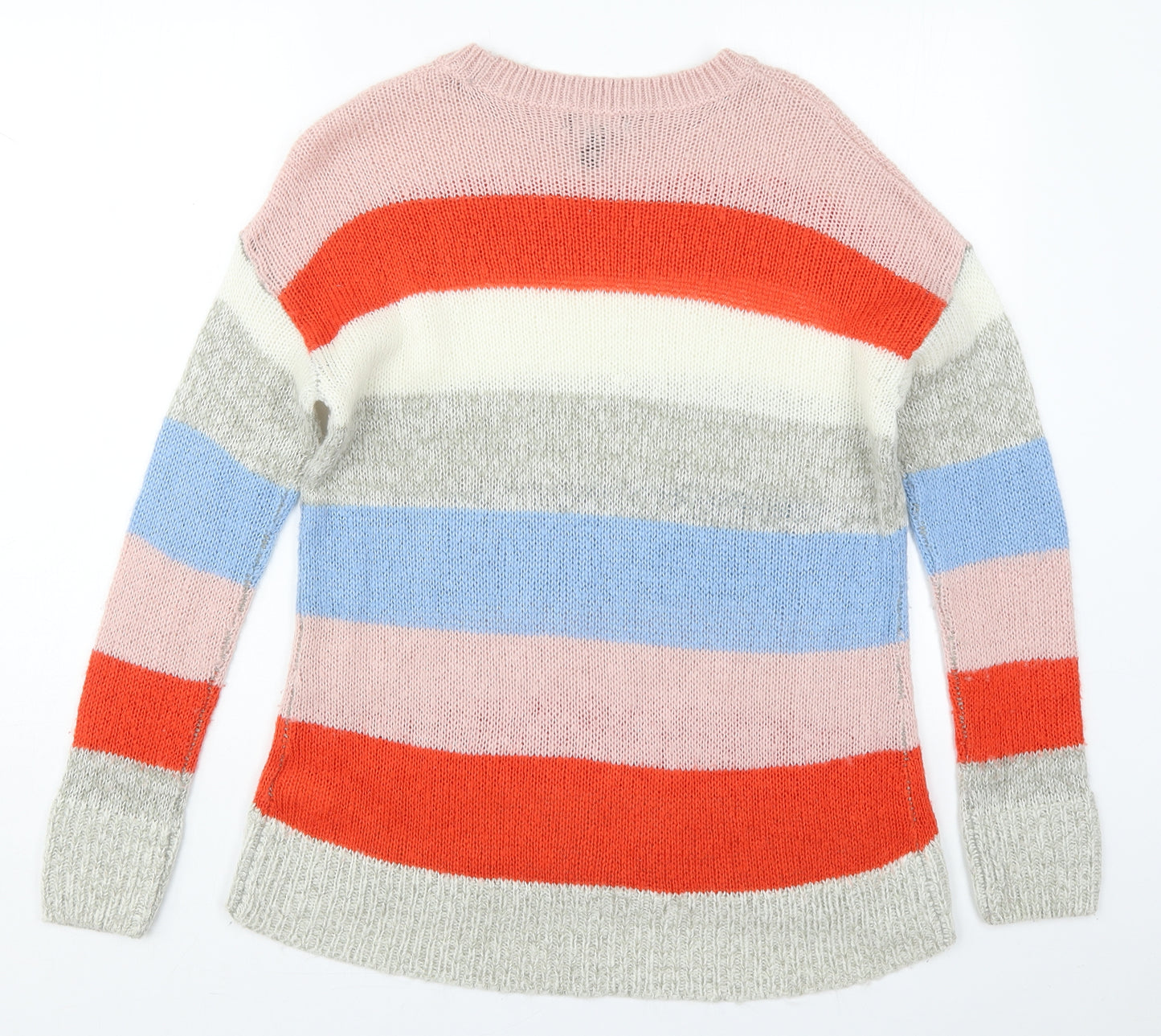 New Look Womens Multicoloured Crew Neck Striped Acrylic Pullover Jumper Size M