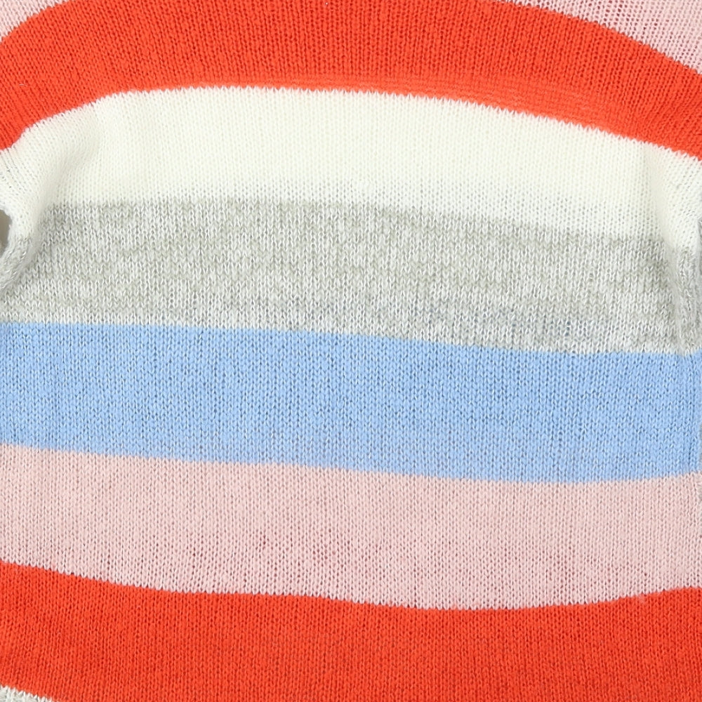 New Look Womens Multicoloured Crew Neck Striped Acrylic Pullover Jumper Size M