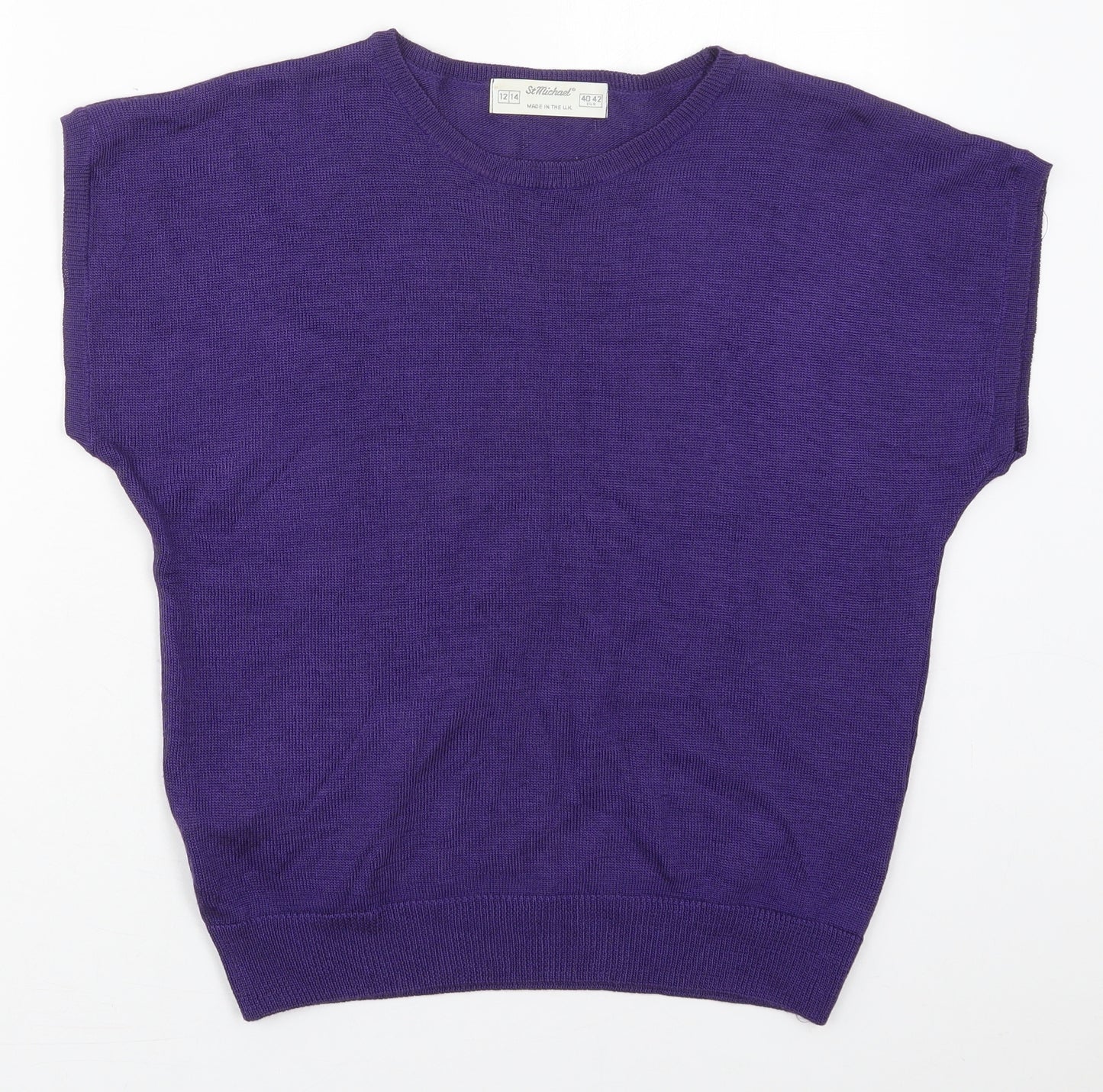 St Michael Womens Purple Crew Neck  Acrylic Pullover Jumper Size 12