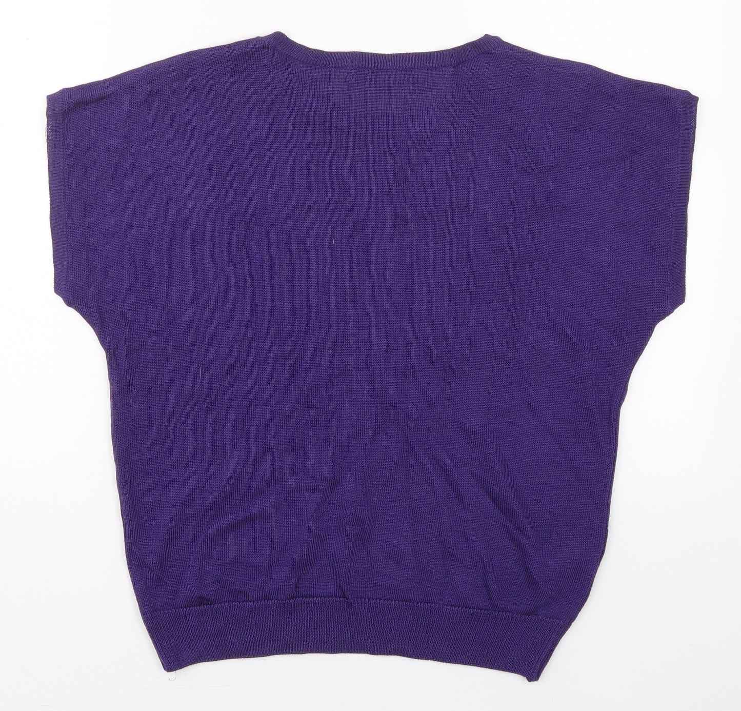 St Michael Womens Purple Crew Neck  Acrylic Pullover Jumper Size 12