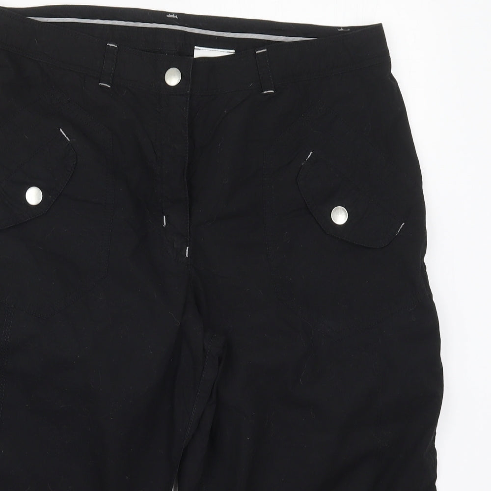 NEXT Womens Black  Cotton Cargo Trousers Size 14  Regular Button