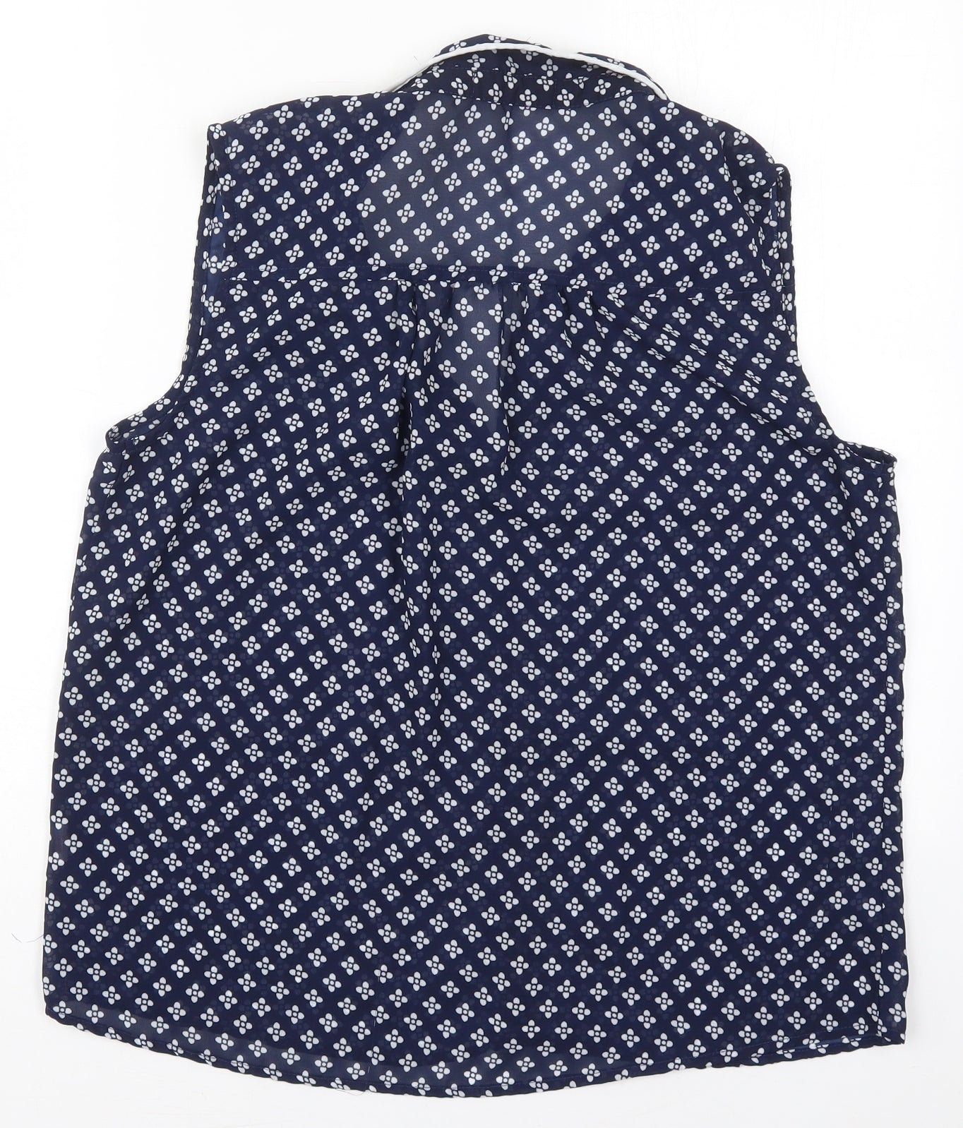 Atmosphere Womens Blue Geometric Polyester Basic Button-Up Size 16 Collared