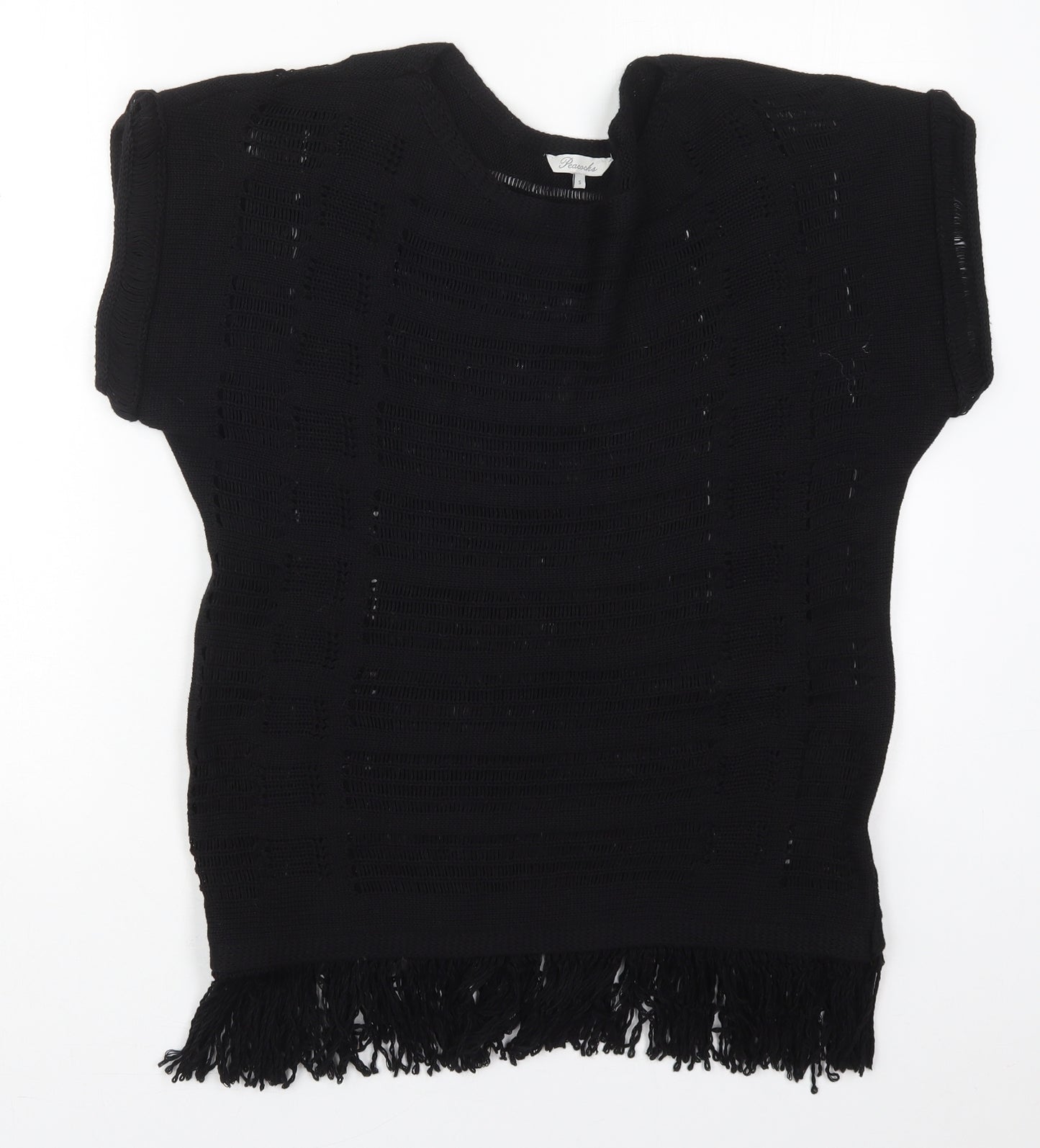 Peacocks Womens Black Round Neck  Acrylic Pullover Jumper Size S