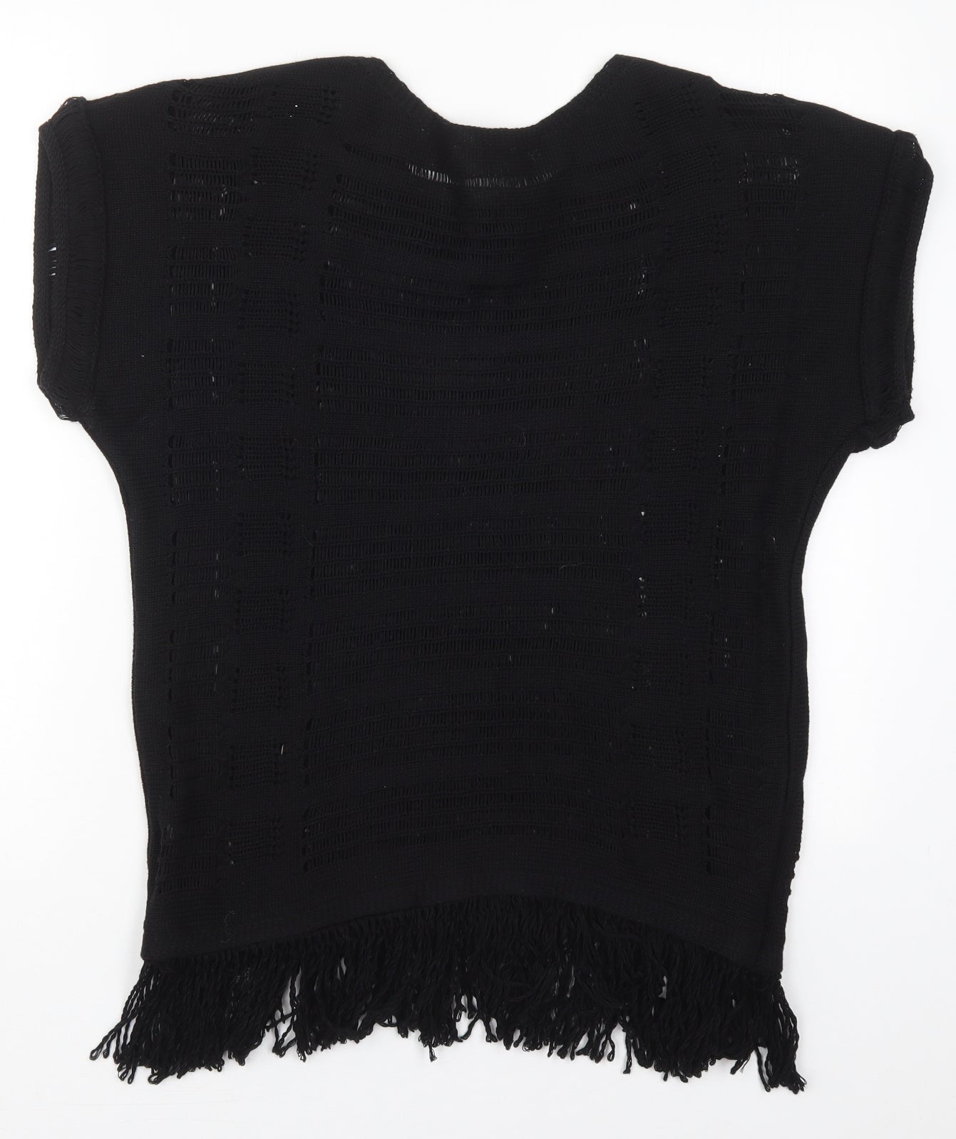 Peacocks Womens Black Round Neck  Acrylic Pullover Jumper Size S