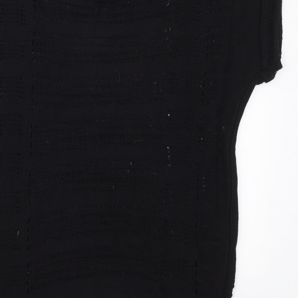 Peacocks Womens Black Round Neck  Acrylic Pullover Jumper Size S