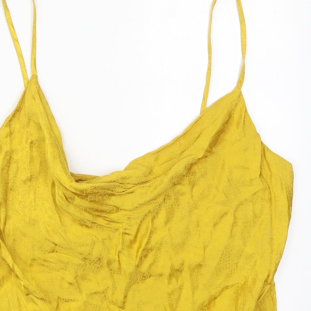 F&F Womens Gold  Viscose Basic Tank Size 16 Cowl Neck