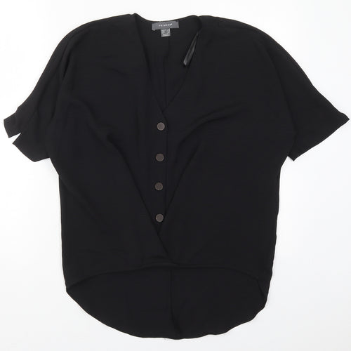 Primark Womens Black  Polyester Basic Blouse Size 6 V-Neck