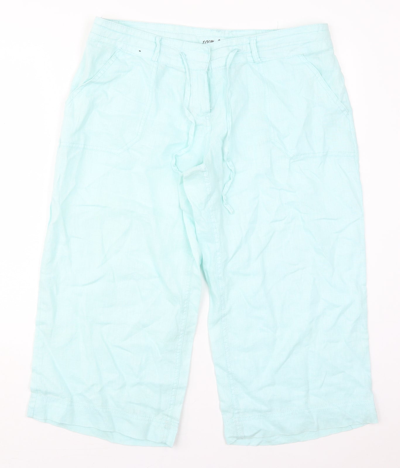 Atmosphere Womens Blue  Linen Trousers  Size 12 L20 in Regular Button