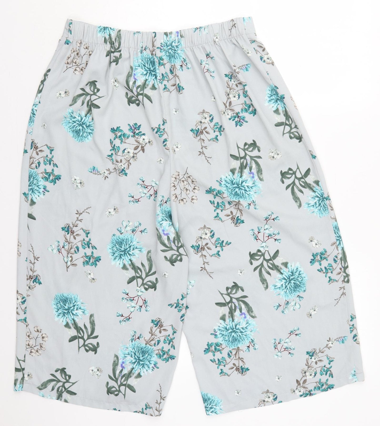 George Womens Grey Floral Polyester Cropped Trousers Size 16  Regular Drawstring
