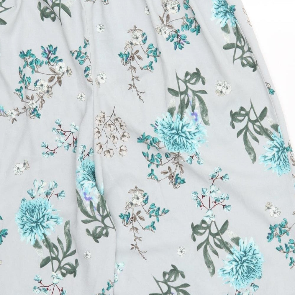 George Womens Grey Floral Polyester Cropped Trousers Size 16  Regular Drawstring