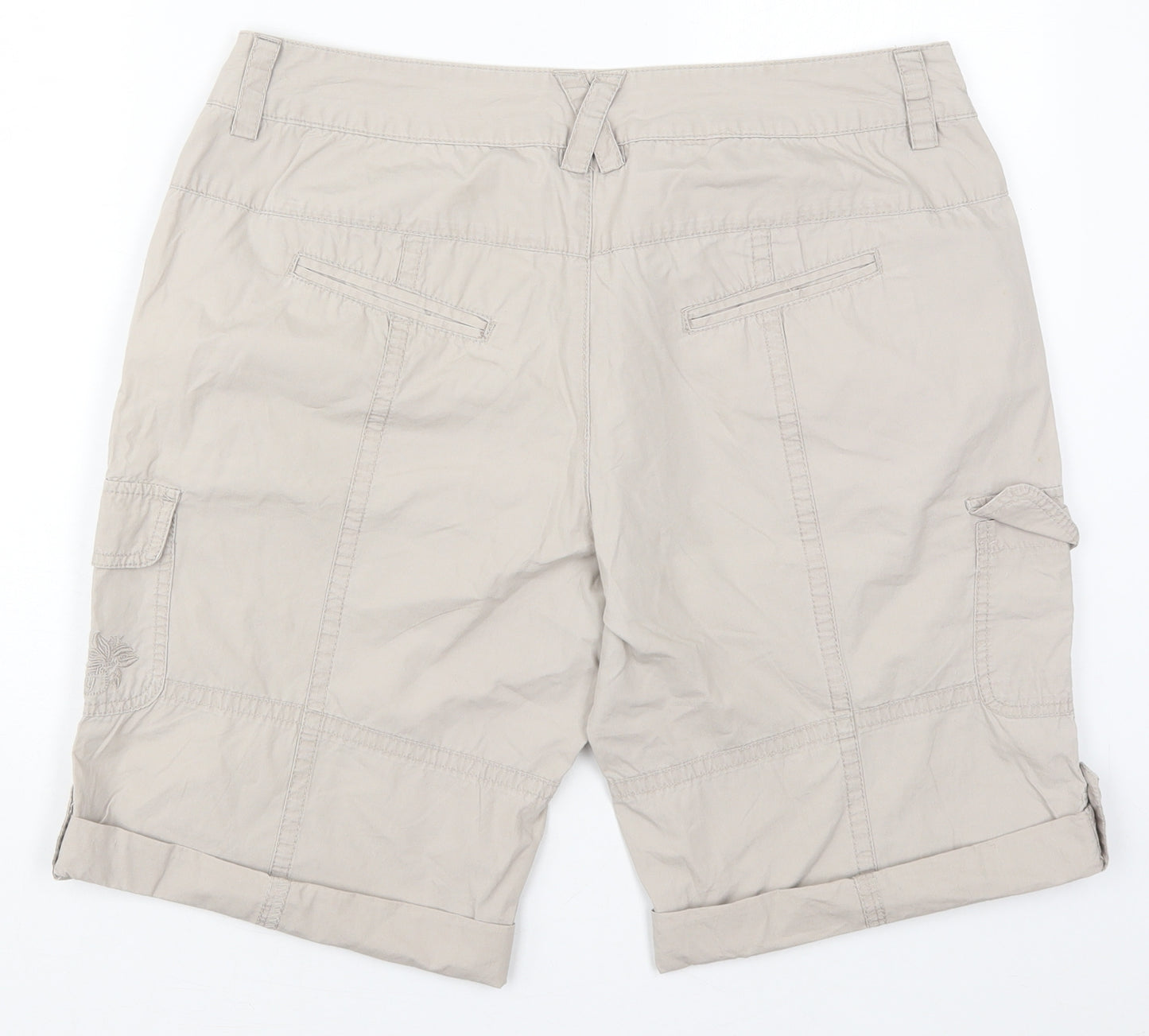 Mantaray Womens Beige  Cotton Cargo Shorts Size 14 L10 in Regular Button