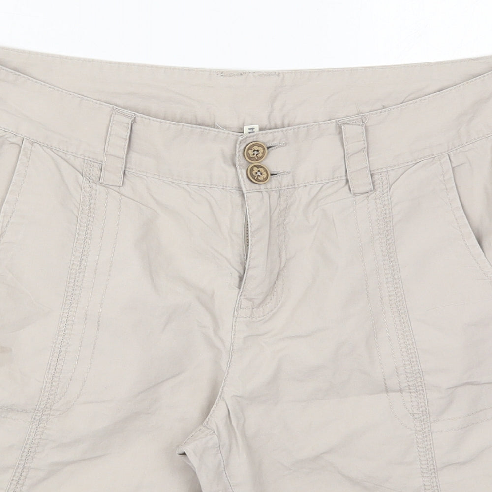 Mantaray Womens Beige  Cotton Cargo Shorts Size 14 L10 in Regular Button