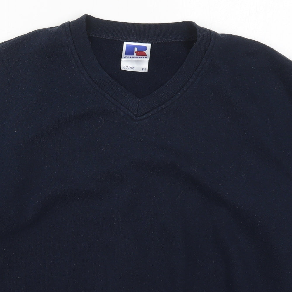 Russell Mens Blue  Cotton Pullover Sweatshirt Size M