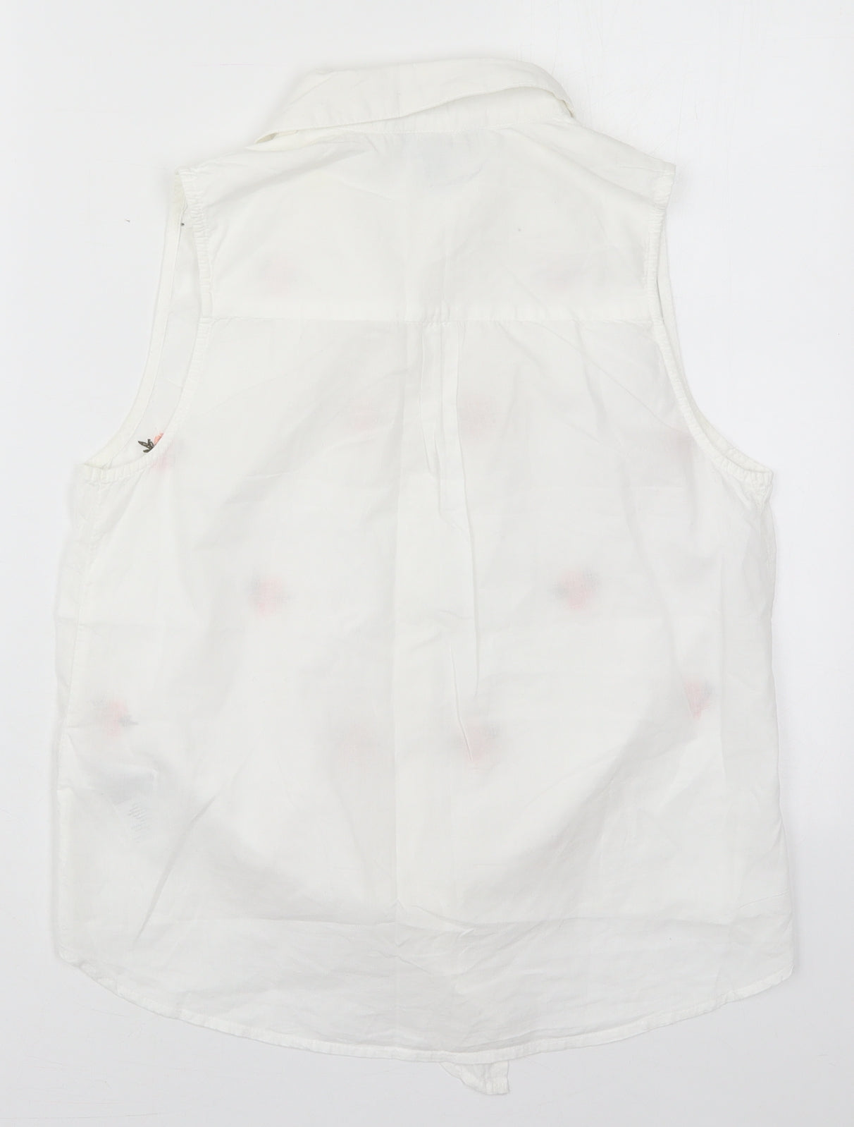 New Look Womens White Floral Cotton Basic Button-Up Size 10 Collared