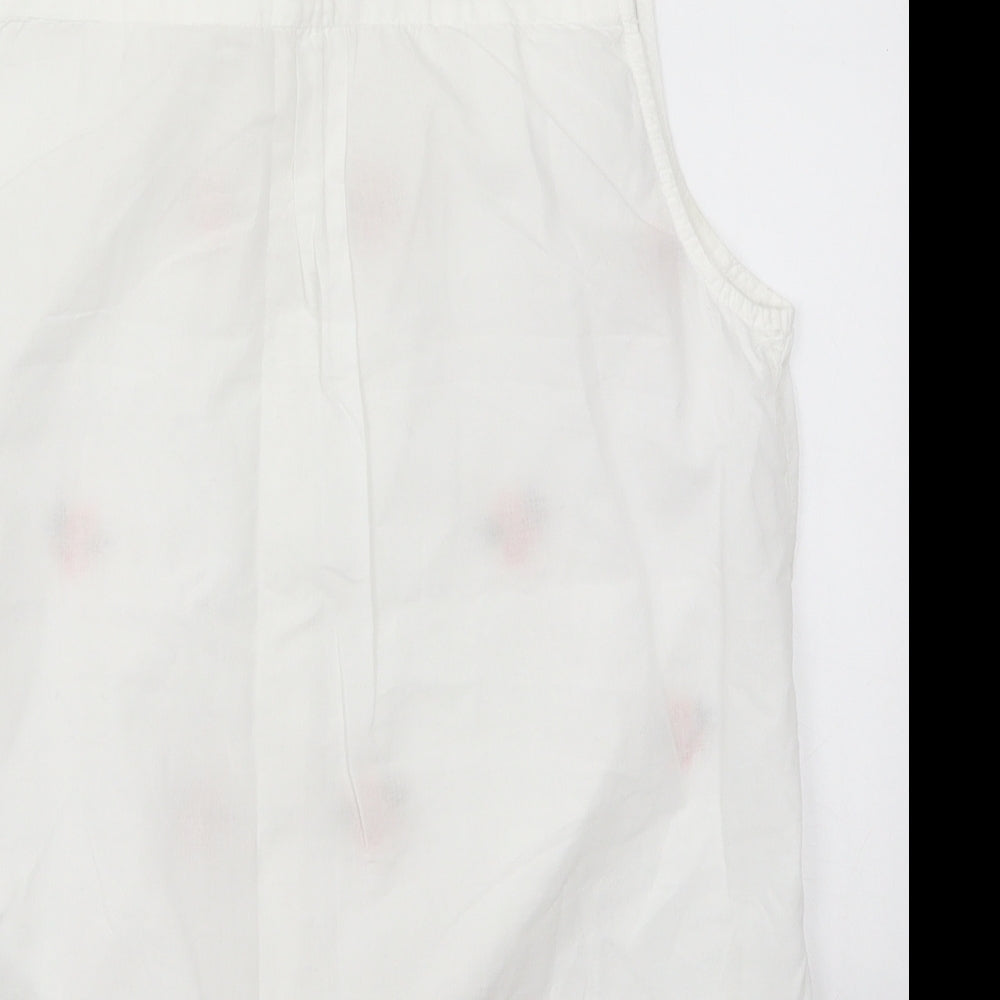 New Look Womens White Floral Cotton Basic Button-Up Size 10 Collared