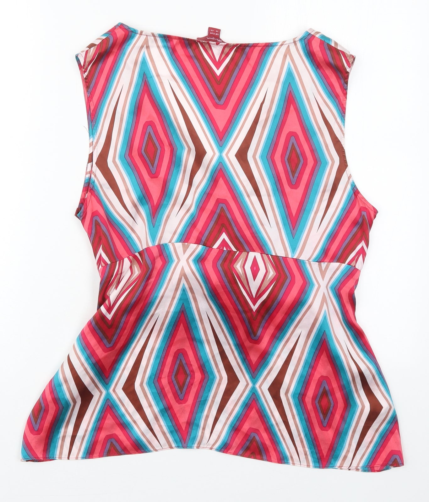 Monsoon Womens Pink Geometric Polyester Basic Blouse Size 16 V-Neck