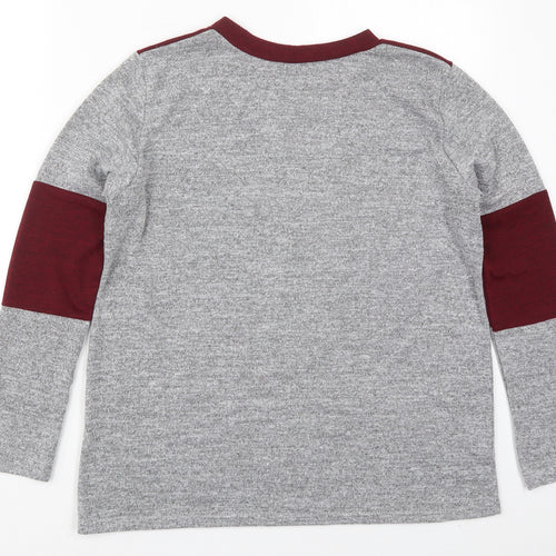 Silk Womens Grey Colourblock Polyester Basic T-Shirt Size M Crew Neck - Red