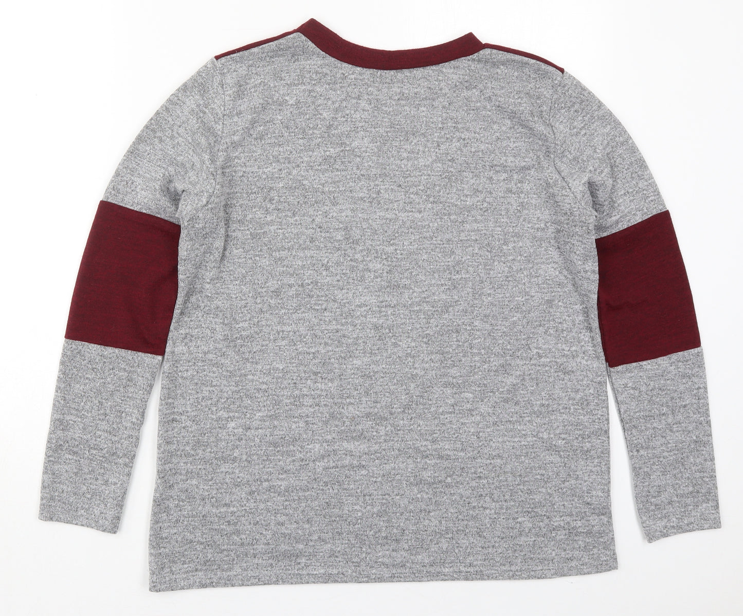 Silk Womens Grey Colourblock Polyester Basic T-Shirt Size M Crew Neck - Red